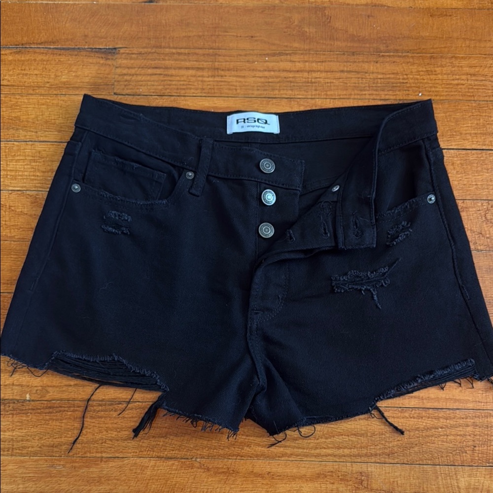 RSQ Womens Vintage High Rise Shorts - BLACK